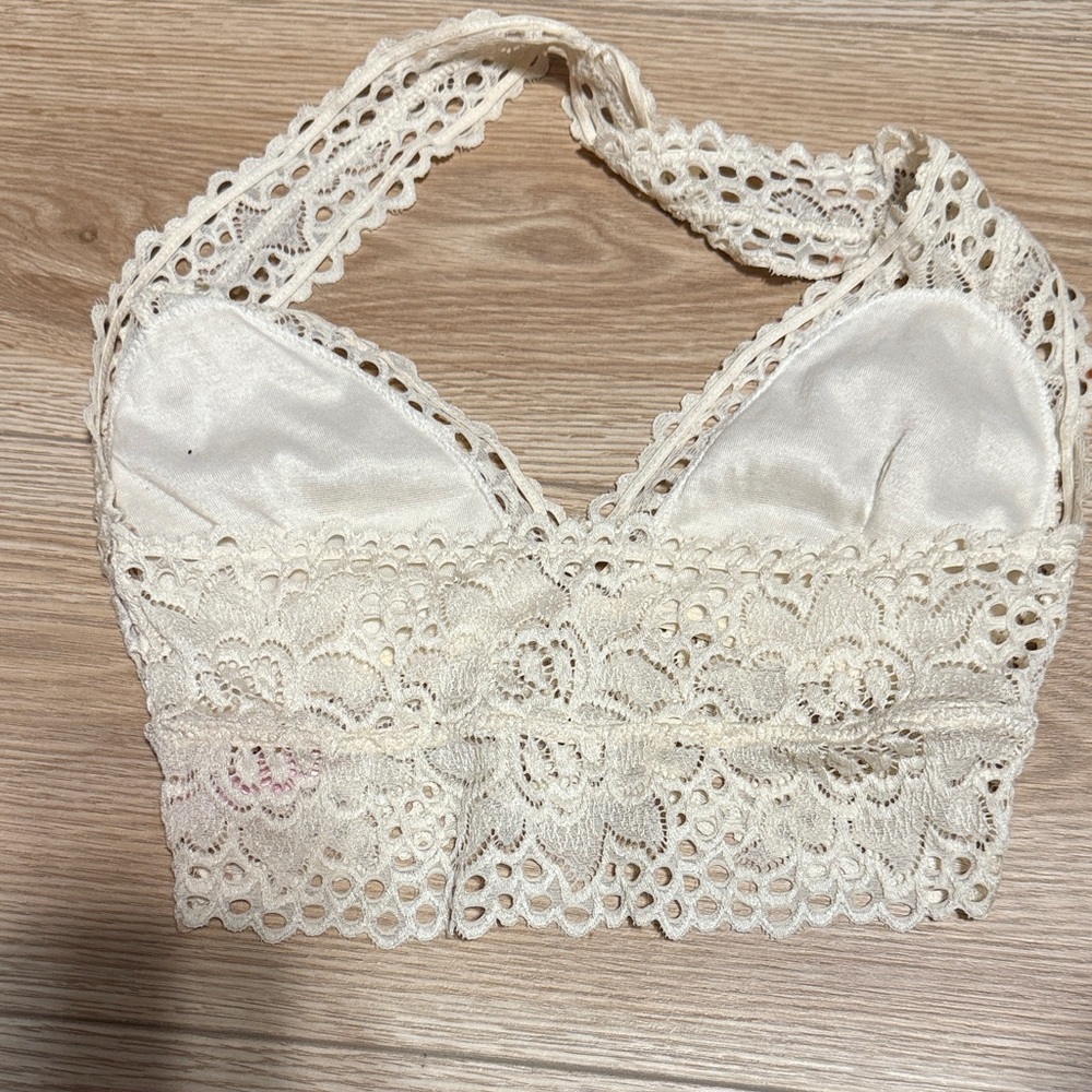 Elegant Lace Halter Bralette - Cream - Picture 6 of 6